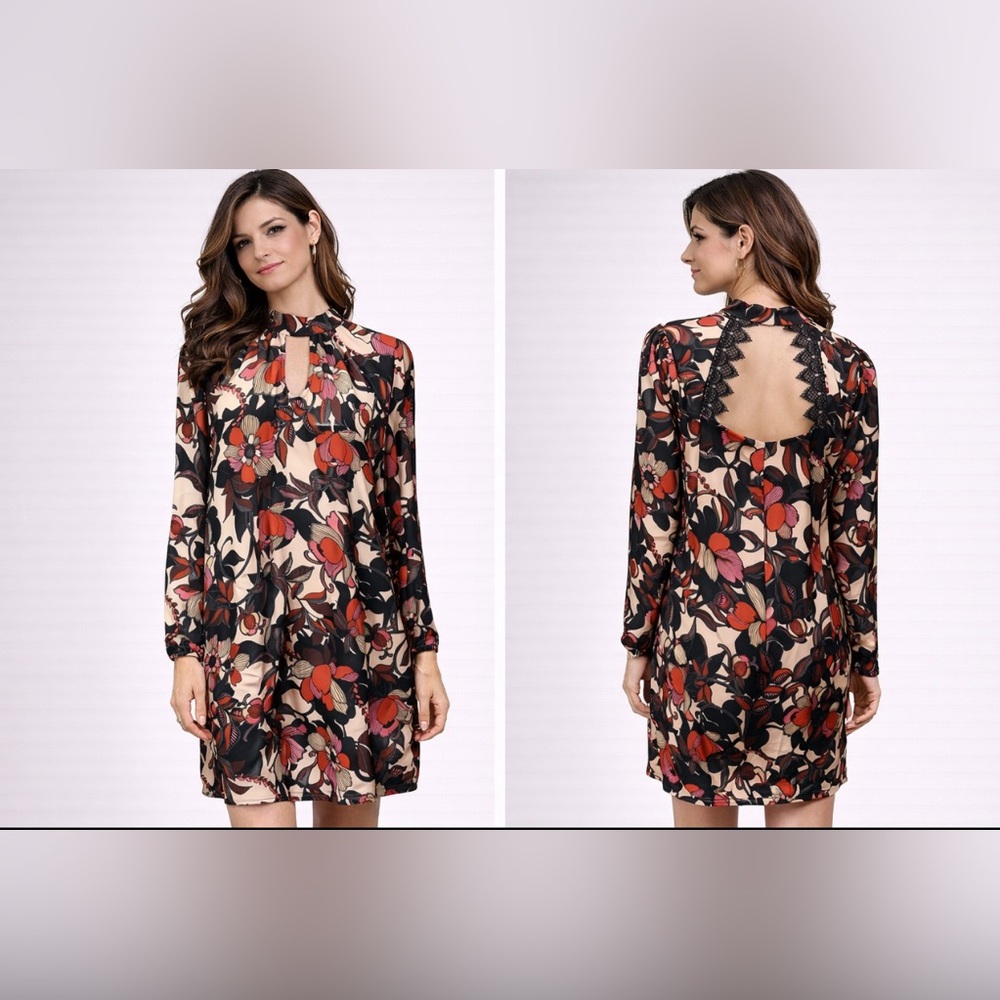 Nanette Lepore Dress 8 Floral Long Sleeve Career Church Stretch Shift